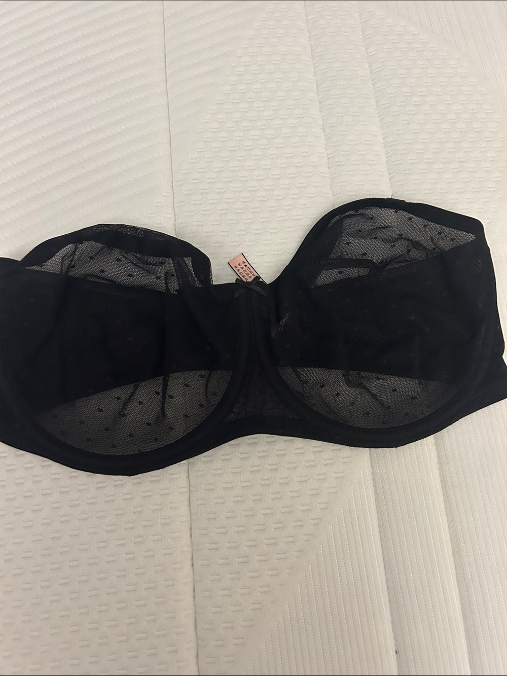 Sheer Black Strapless Bandeau Bra with Underwire Support
